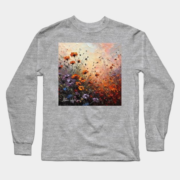 Autumn Wild Flowers Long Sleeve T-Shirt by roxanegabriel